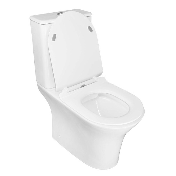 Унитаз напольный Fretta Round безободковый с бачком и сиденьем микролифт 650x340x770 (AZ-1217 + AZ-1216)