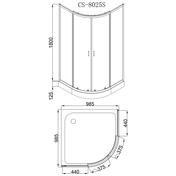 Душевой уголок Loranto 100x100x195 стекло матовое, профиль сатин (CS-8025S 10*10*195)