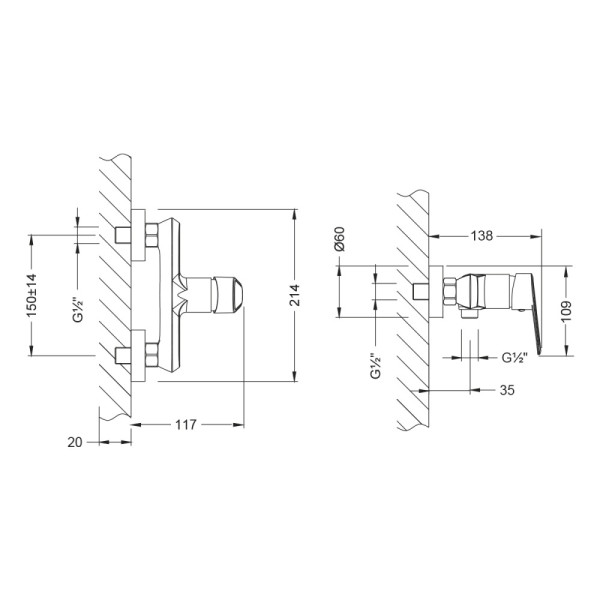 Смеситель для душа Lemark Point хром (LM0303C) Смеситель для душа Lemark Point хром (LM0303C)