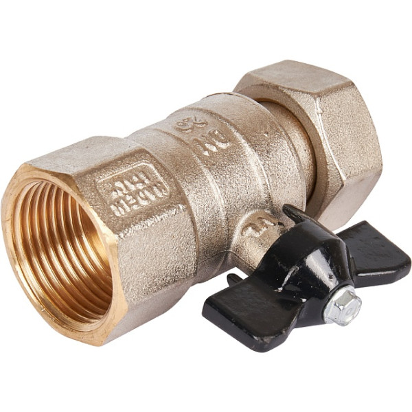 Кран 1"*1" ВВ шаровый с накидной гайкой Stout (черная бабочка) (SVB-0009-000025)