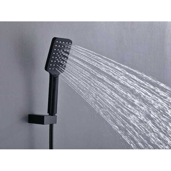 Смеситель для ванны и душа Timo Torne черный, лейка душевая 2 режима, шланг для душа, держатель (4314/03Y)