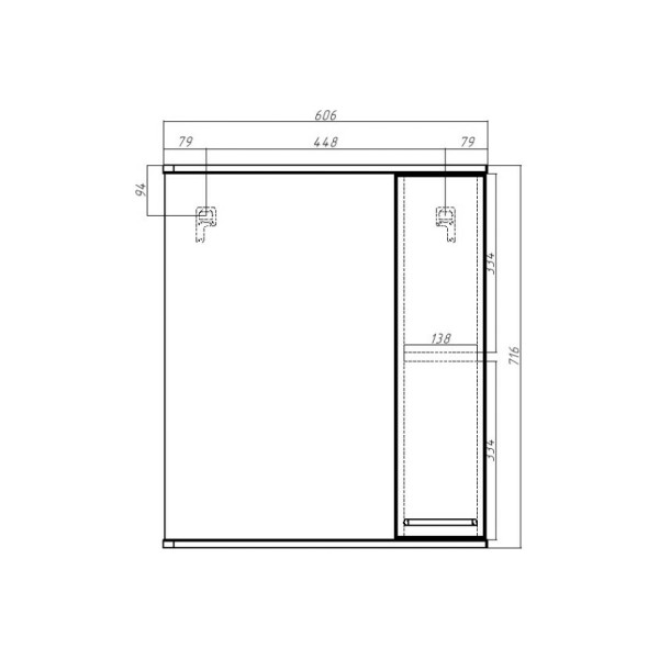 Шкаф зеркальный Домино Контраст 60 правый (DA2705HZ) Шкаф зеркальный Домино Контраст 60 правый (DA2705HZ)