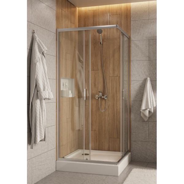 Душевой уголок Santek Вэлия 80x80x195 стекло (прозрачное, профиль хром (1WH501792)
