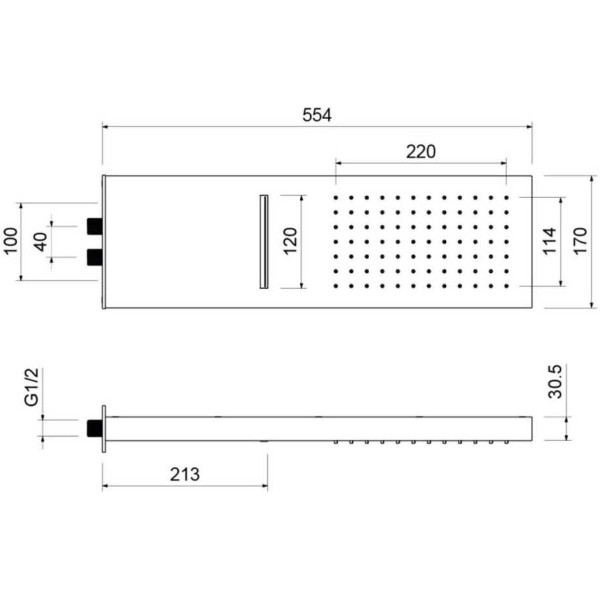 Верхний душ Aquatek 550*170*30 мм хром (AQ2085CR)