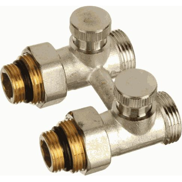 Фитинг двойной со встроенным вентилем TeRma (с комплектом адаптеров 1/2"*3/4") (33977) Фитинг двойной со встроенным вентилем TeRma (с комплектом адаптеров 1/2"*3/4") (33977)