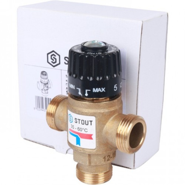 Вентиль термостатический смесительный Stout 3/4" НР 35-60°C, KVs 1,6 SVM-0120-166020 Вентиль термостатический смесительный Stout 3/4" НР 35-60°C, KVs 1,6 SVM-0120-166020