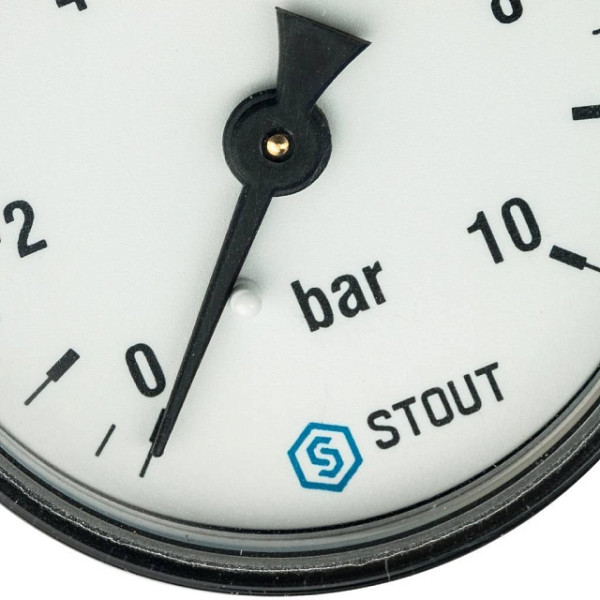 Манометр аксиальный 1/4" 63 мм (0...10 бар, кл.2.5) Stout (SIM-1009-631008)