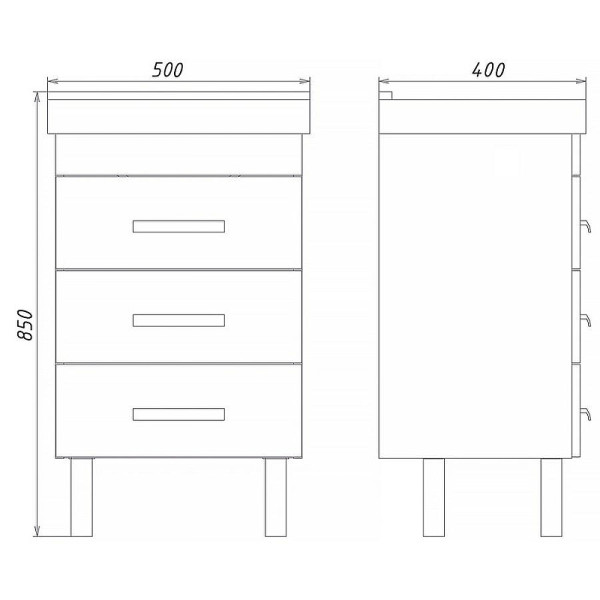 Тумба подвесная с раковиной Comforty Никосия 500x400x850 дуб темный (00-00018024)