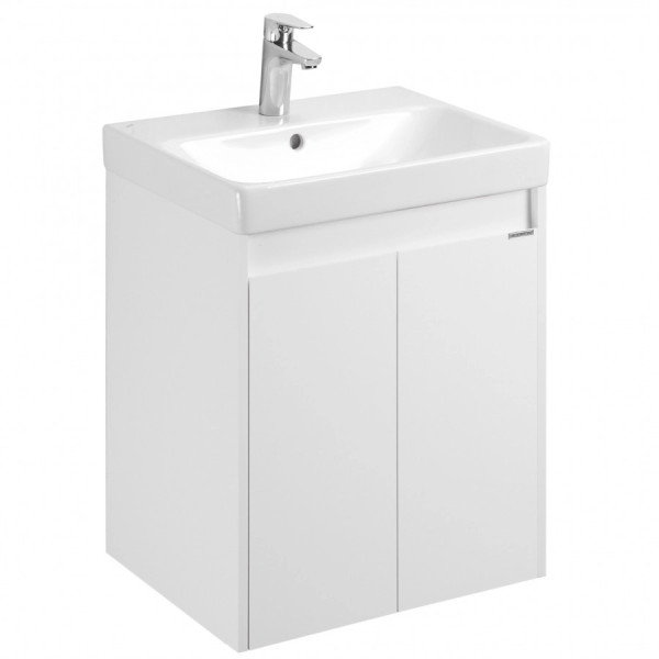 Тумба-умывальник Aquaton Сканди Doors 55 Белый глянец/Белый матовый/1WH501620 Умывальник Адриана 55 (1A2788K0SD010)