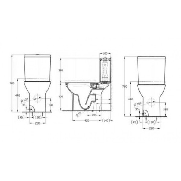 Унитаз напольный Roca Debba 56x35,5x40 белый (7.3429.9.P00.Y)