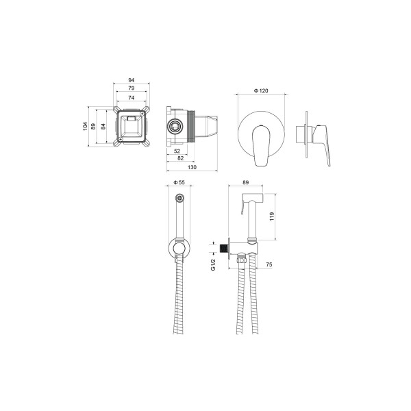 Смеситель с гигиеническим душем Aquatek Бетта хром (AQ1119CR)