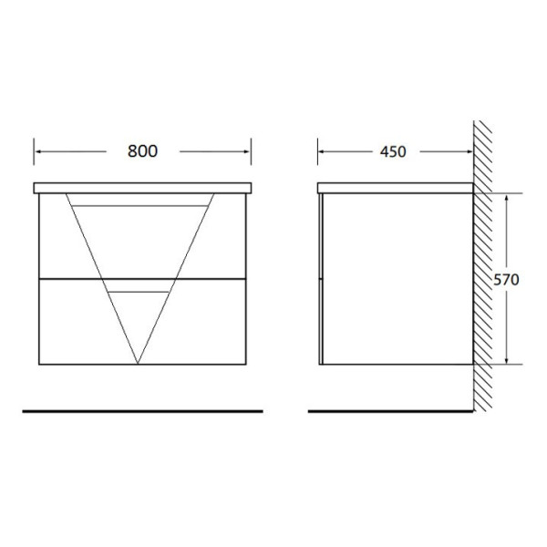 Тумба подвесная Belbagno Vittoria 800x450x570 Bianco Opaco (VITTORIA-800-2C-SO-BO-P)