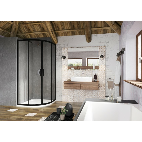 Душевой уголок Ravak Blix 90x90x195 стекло прозрачное, профиль черный матовый (X3BM7030Z1)