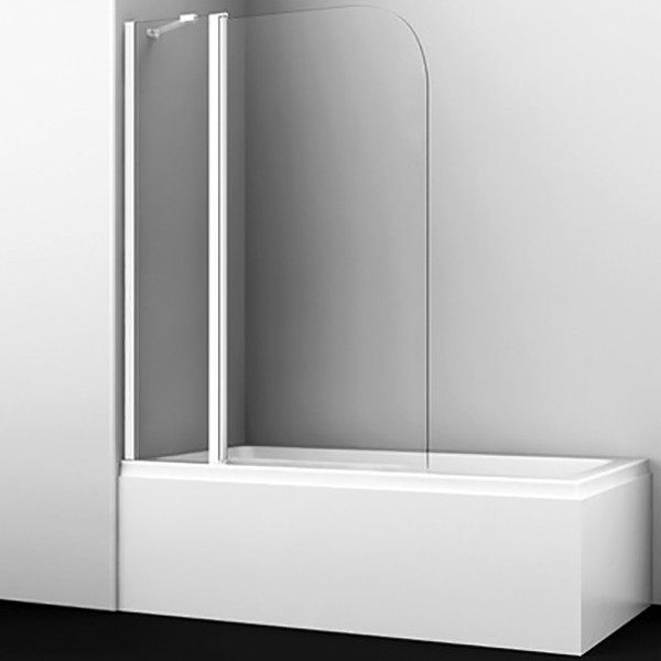 Душевая шторка для ванн WasserKraft Leine 110*140 стекло прозрачное, профиль белый (35P02-110W)