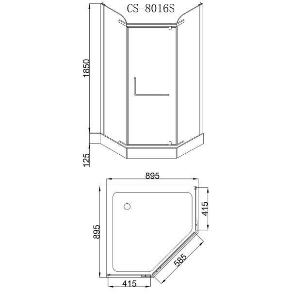 Душевой уголок Loranto 90x90x200 стекло прозрачное, профиль сатин (CS-816S B 90*90*20)