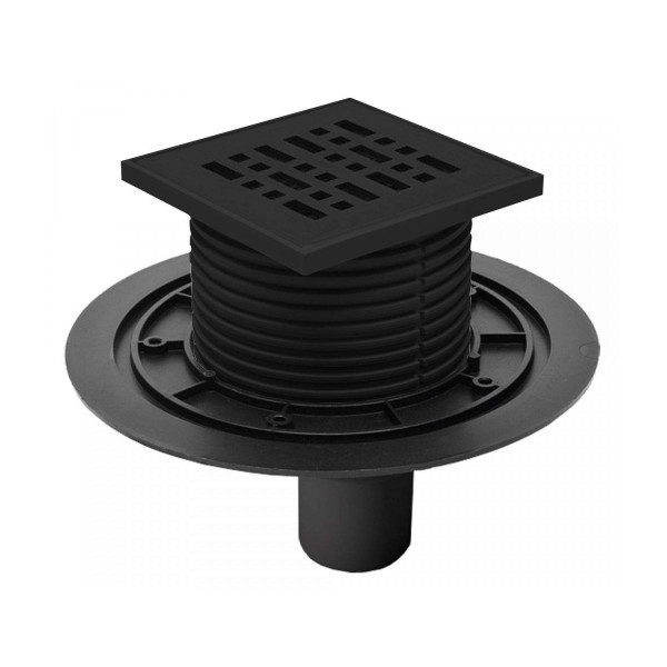 Трап MCH с нижним сливом универсальный DN50 решетка нерж. FACE 122х122 (г/з+с/з) черный