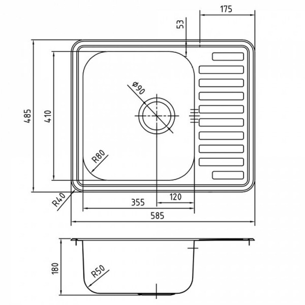 Мойка для кухни врезная Iddis Strit 585x485x180 хром шелк (STR58SDi77)