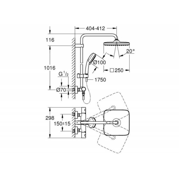 Душевая система Grohe New Tempesta Cosmopolitan System хром (26689000)