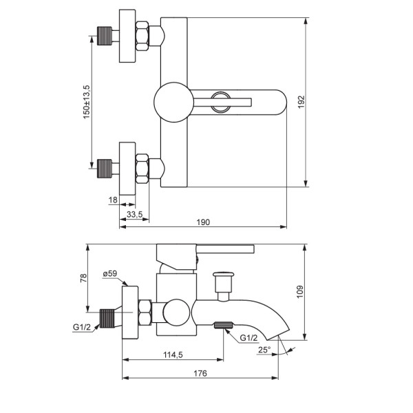 Смеситель для ванны и душа Damixa Scandinavian Pure Золотой (361000500) Смеситель для ванны и душа Damixa Scandinavian Pure Золотой (361000500)