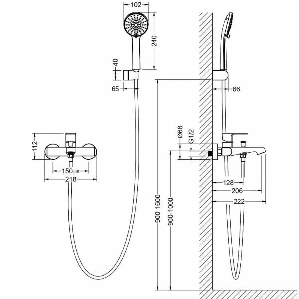 Смеситель для ванны и душа Aquatek Оберон хром (AQ1249CR) Смеситель для ванны и душа Aquatek Оберон хром (AQ1249CR)