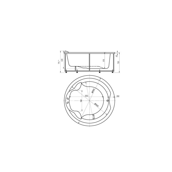 Ванна гидромассажная Акватек Аура 180х180 хромотерапия, смеситель, фронтальная панель