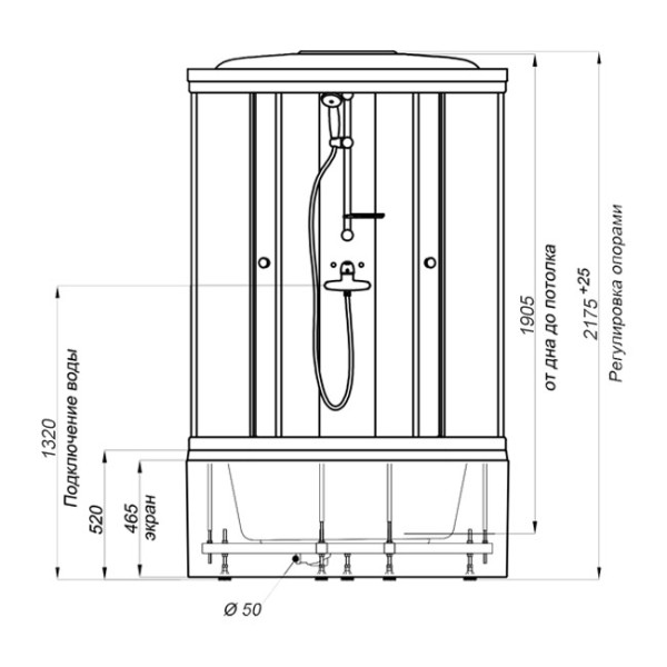Душевая кабина Triton Стандарт Б 90х90 стекло полосы, c душевым набором ДН4