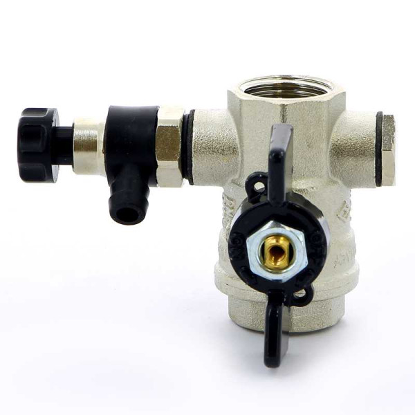 Кран Bugatti 1/2" шаровый с воздухоотводчиком Oregon 332 (черная бабочка) (03320009)