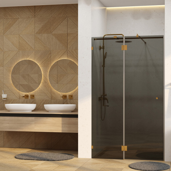 Душевая дверь WasserKRAFT Ems 121x200 стекло Тонированное, профиль золото глянцевое (76H05-TG)