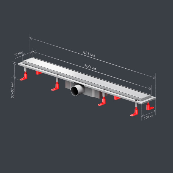 Душевой лоток AM.PM PrimeFlow линейный универс затвор Tile 80 см сталь мат (W02SC-U11-080-04SB)