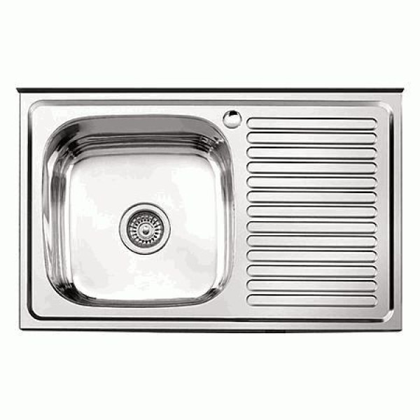 Мойка врезная Ledeme 800x500x180 (0.8мм) выпуск 3 1/2" левая чаша глянцевая (L98050-L)