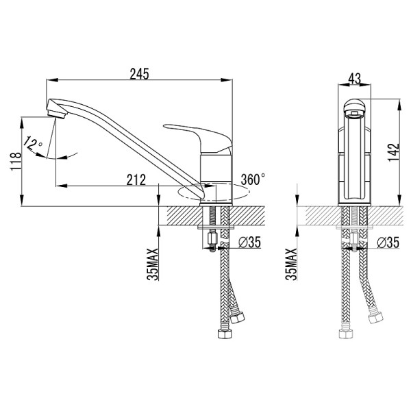 Смеситель для кухни Azario хром (AZ-HU245896) Смеситель для кухни Azario хром (AZ-HU245896)