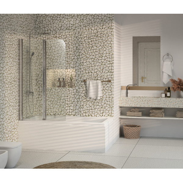 Душевая шторка для ванны Azario Boston 80x140 стекло прозрачное, профиль хром (AZ-141 80 (41,5+38,5)*140)