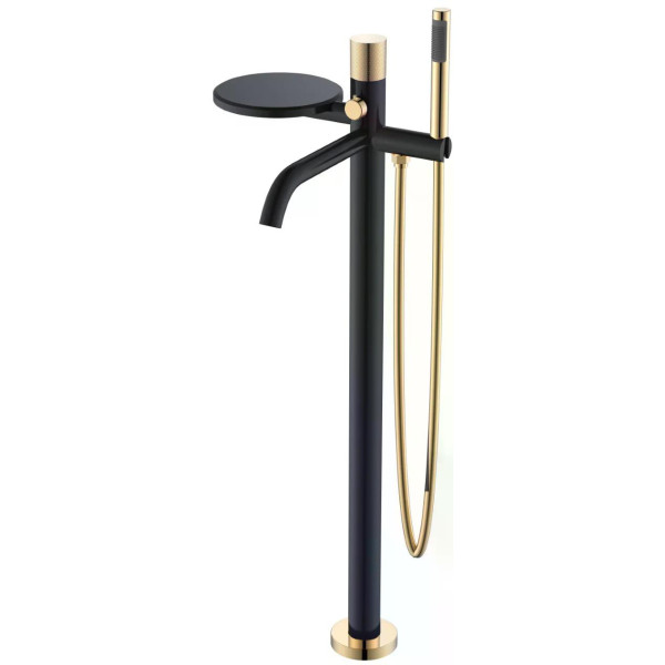 Смеситель напольный Boheme Stick золотой с душевым комплектом (129-BG.2)