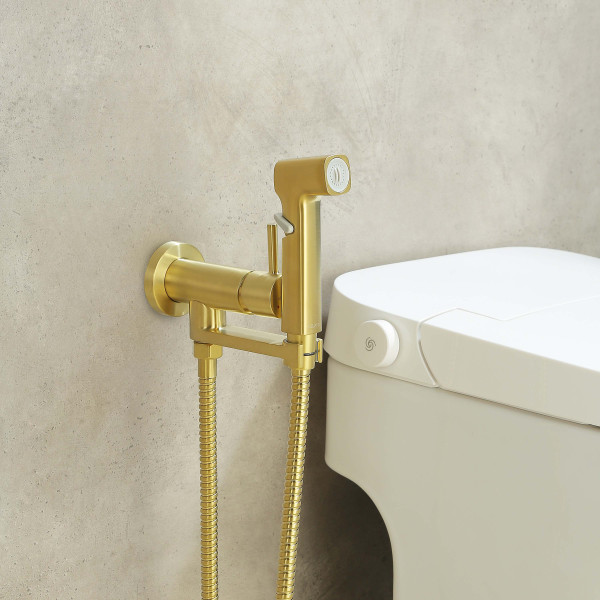 Смеситель с гигиеническим душем Aquatek Ника золото шлифованное (AQ1819BG)