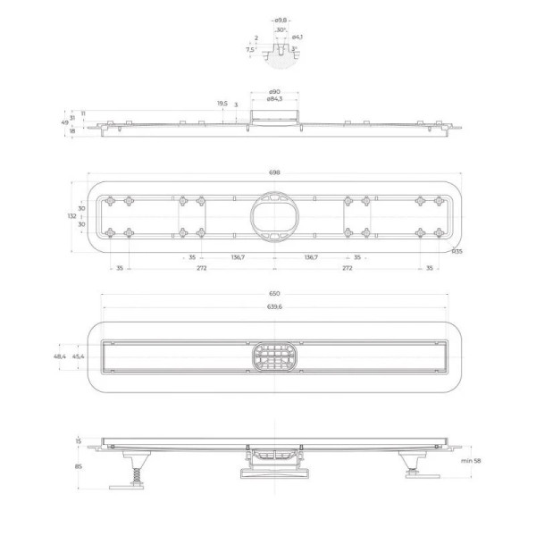 Душевой лоток BelBagno Luce 700 мм черный (BB-LD-Luce-70-NERO)