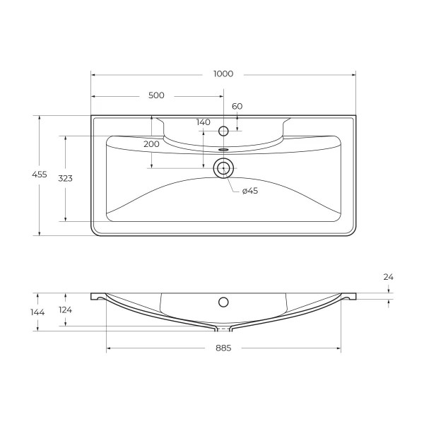 Раковина мебельная BelBagno 100x45,5 черная матовая (BB100/45,5-LV-ART-ALR-NERO)