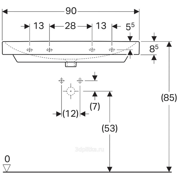 Раковина подвесная Geberit Smyle Square 90x48 без отверстия под смеситель и перелив, белая (500.250.01.1) Раковина подвесная Geberit Smyle Square 90x48 без отверстия под смеситель и перелив, белая (500.250.01.1)