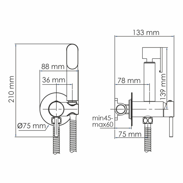 Смеситель с гигиеническим душем встраиваемый WasserKRAFT хром (A70138)