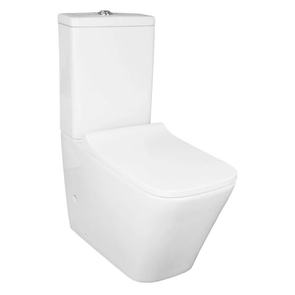 Унитаз напольный Quadro безободковый с бачком и сидением микролифт 605x380x845 (AZ-2175)