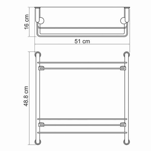 Полка подвесная, двойная WasserKraft хром (K-2022)