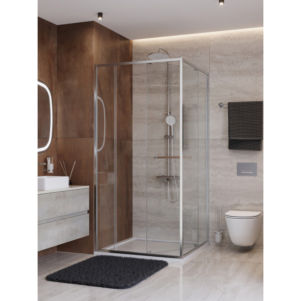 Душевой уголок Cezares Lux 100x100x195 стекло прозрачное, профиль хром (LUX-A-FS-11-100-C-CR)