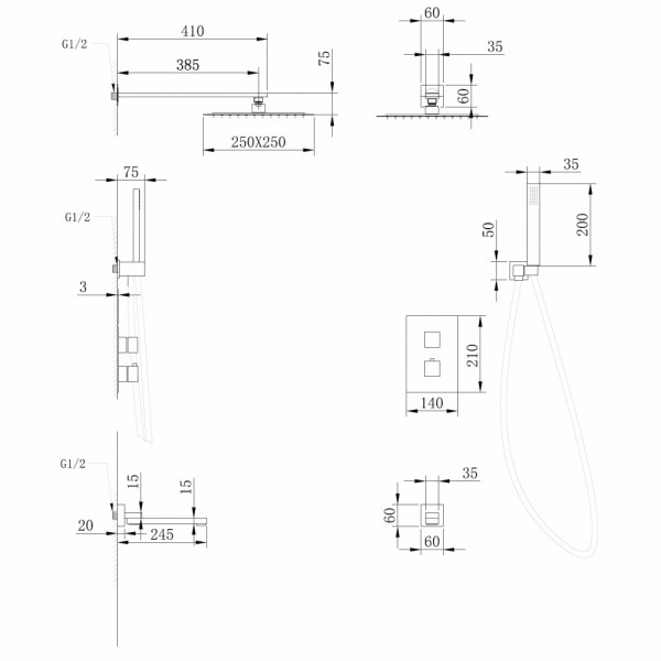 Душевая система Abber Daheim с изливом белый матовый (AF8250W) Душевая система Abber Daheim с изливом белый матовый (AF8250W)