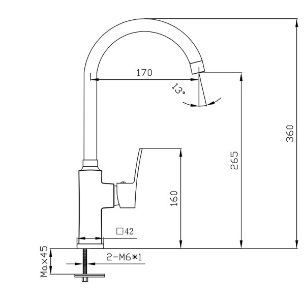 Смеситель для кухни Melodia Etude черный (MDV30015bk)