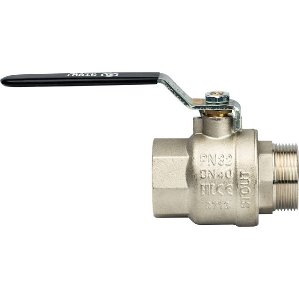 Кран 1 1/2" ВН шаровый Stout (черная ручка, полнопроходной) (SVB-0003-000040)