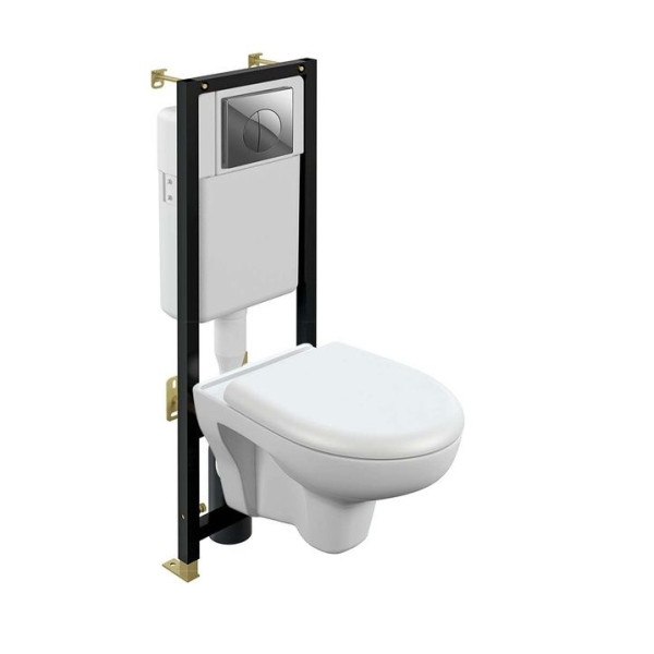 Инсталляция Cersanit Black с унитазом Natura CO DPL EO slim" с сид. S и клавишей смыва Leon" пласт. хром глян (64230)