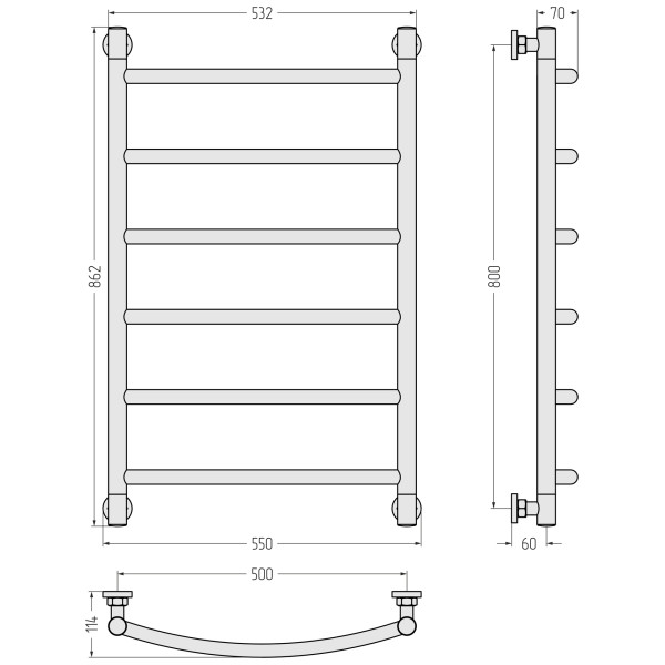 Полотенцесушитель водяной Сунержа Галант 800x500 матовый белый (30-0200-8050)