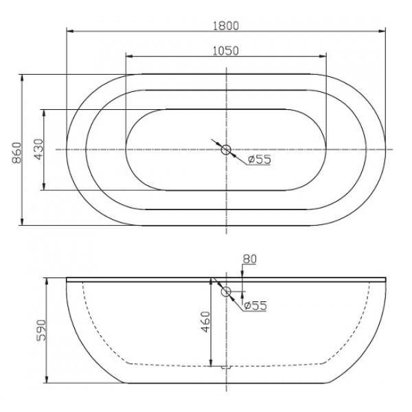 Ванна акриловая отдельно стоящая BelBagno 180x86 (BB13-1800)