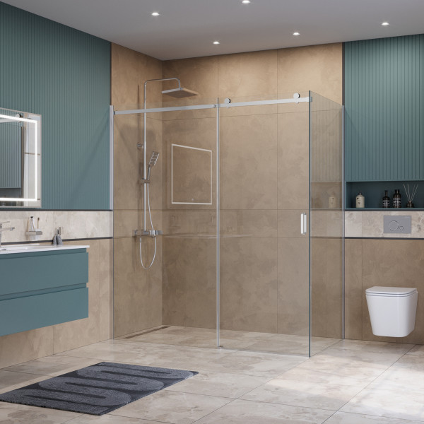 Душевой уголок BelBagno Soft Close-2 180x100x200 стекло прозрачное, профиль хром глянцевый (SOFT_CLOSE-2-AH-1-180/100-C-Cr)