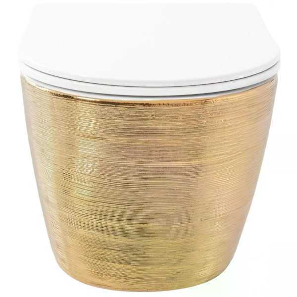 Унитаз подвесной безободковый Rea Carlo mini Brush Gold/White золотой (REA-C6942) Унитаз подвесной безободковый Rea Carlo mini Brush Gold/White золотой (REA-C6942)
