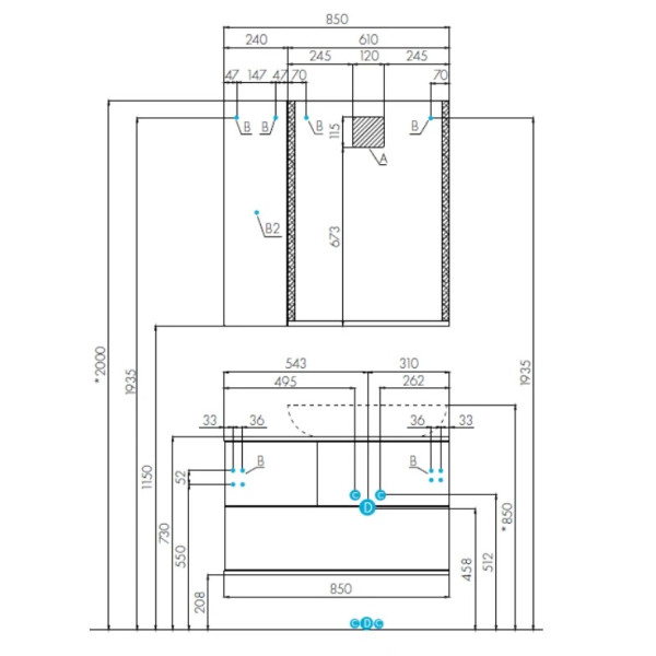 Тумба-умывальник Aquaton Терра 85 Дуб Кантри/Антрацит/1A73313KLK010 Раковина Лола (1A2472K2TEKA0)